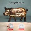 Pig Wooden Carving Light, Suitable For Bedroom, Bedside, Desk, Exquisite Night Light