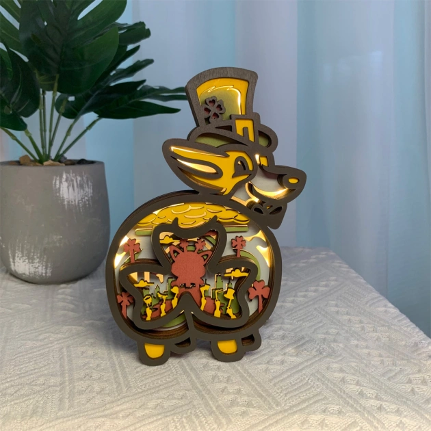 St. Patrick's Clover Corgi 3D Wooden Ornament,Bedroom Decor,Gifts for Pet Lovers,Kids Love