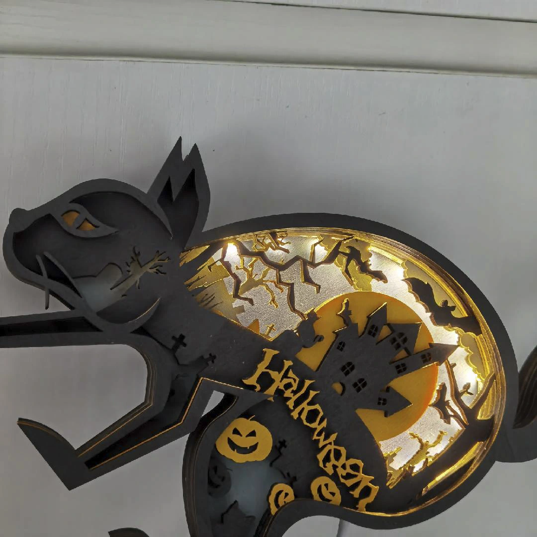 Halloween Black Cat Carving Handcraft Gift
