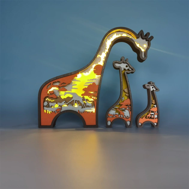The Giraffe Family LED Wooden Night Light, Gift for Mother's Day, Home Desktop Decor Room Wall Decor