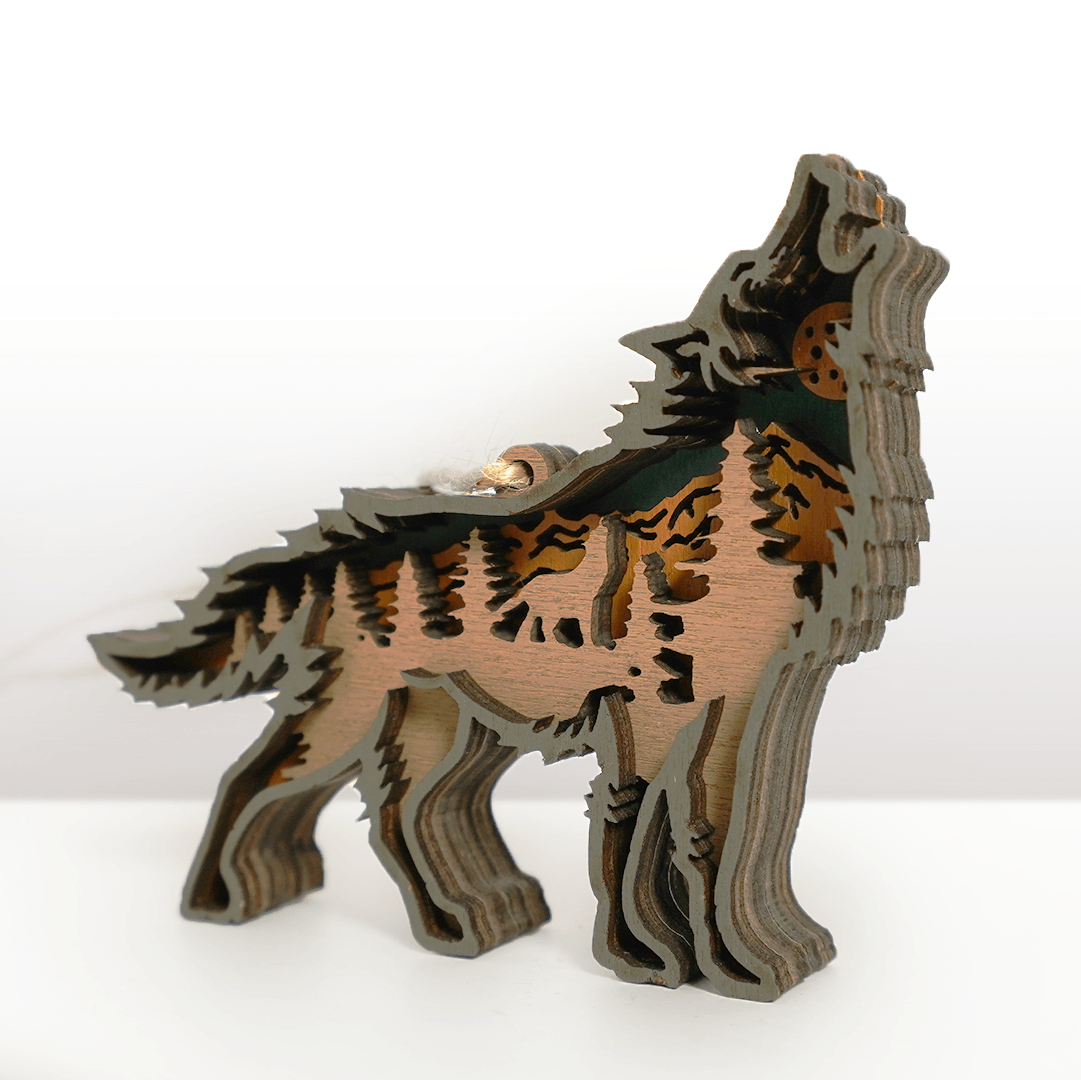 HOT SALE🔥-Wolf 3D Wooden Ornament