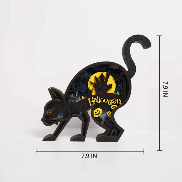 Halloween Black Cat Carving Handcraft Gift