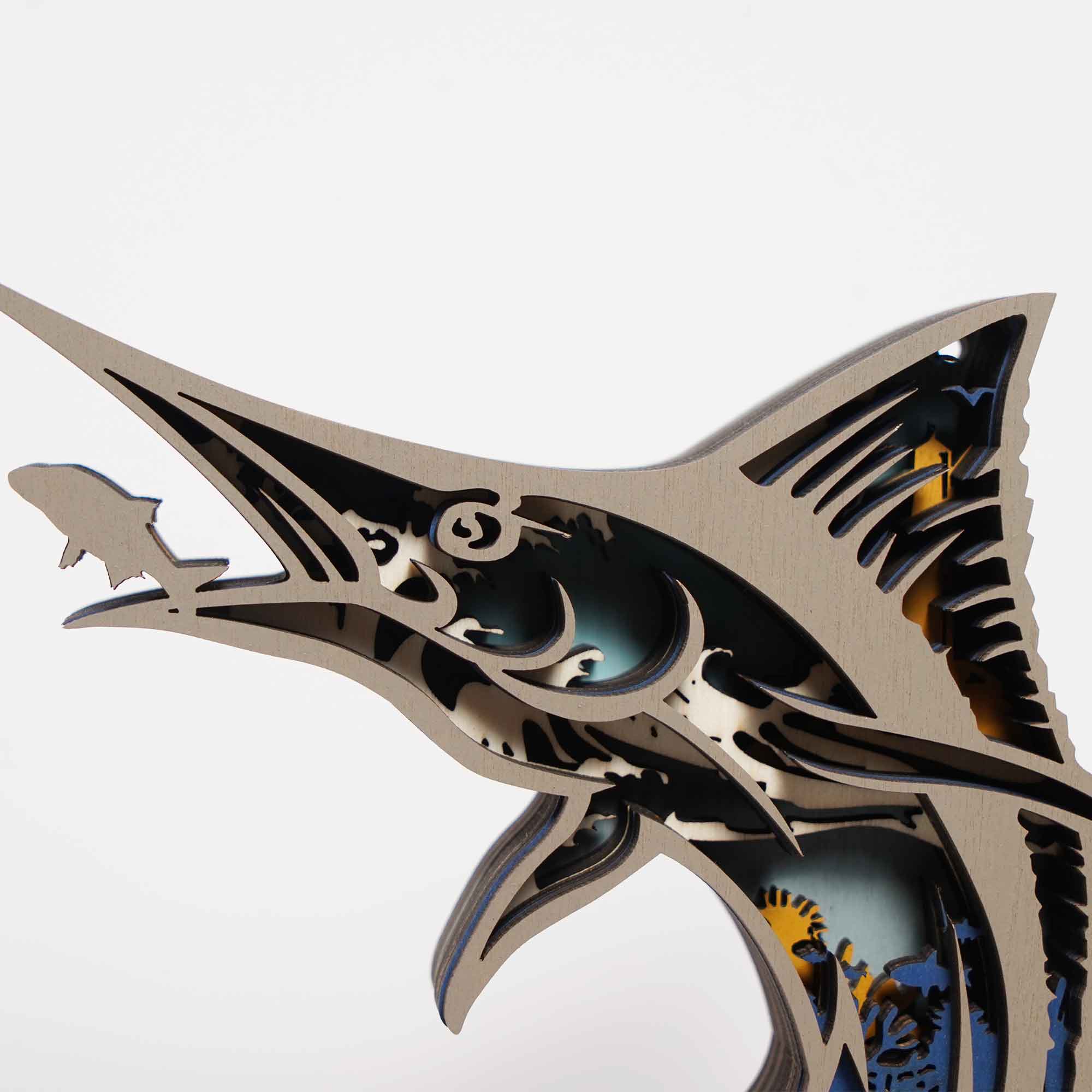Atlantic Blue Marlin Wooden Carving Gift