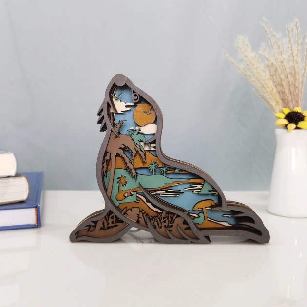 Hawaiian monk seal Wooden Carving Gift