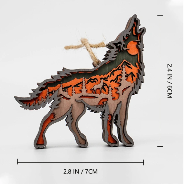 HOT SALE🔥-Wolf 3D Wooden Ornament