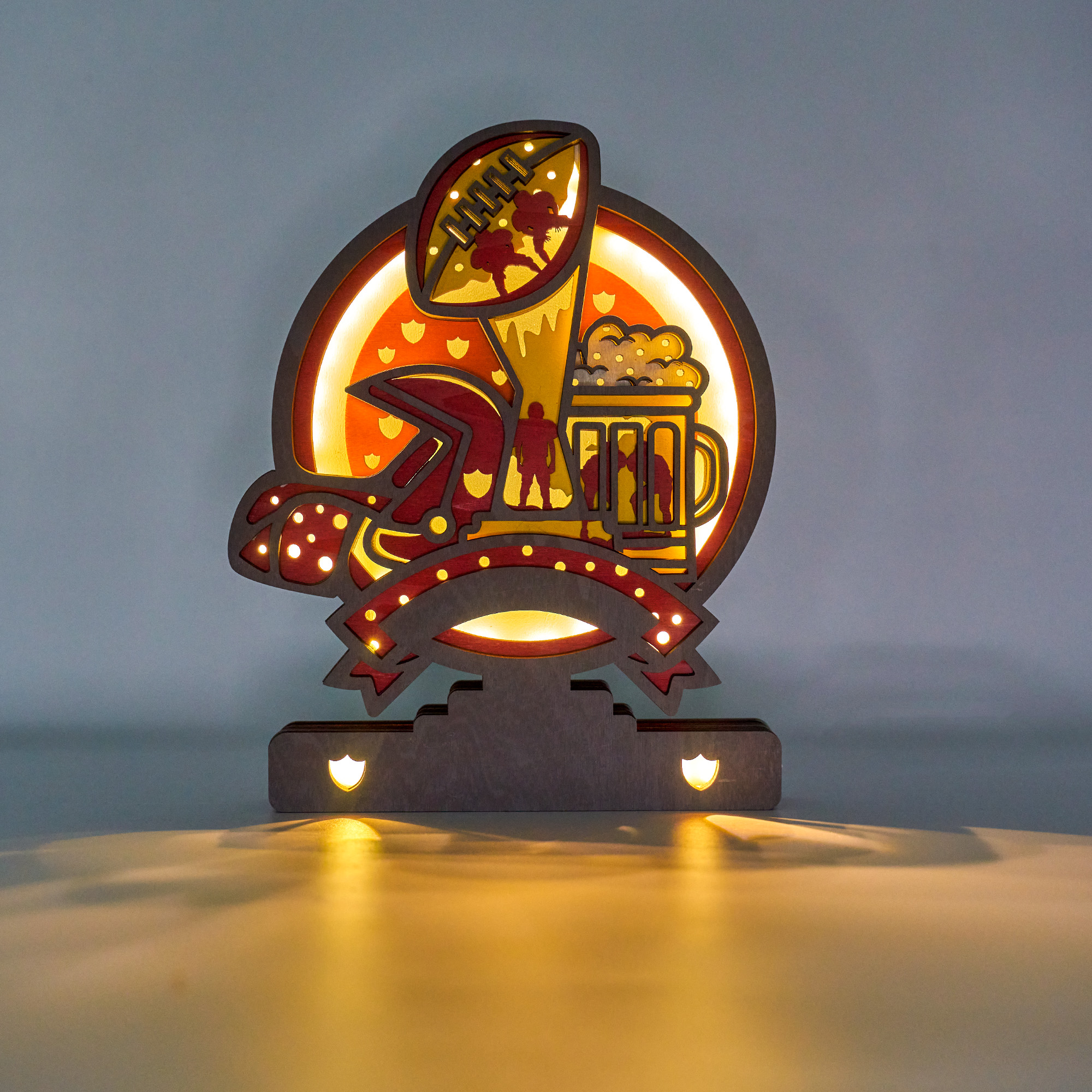 Super Bowl-A 3D Wooden Carving,Suitable for Home Decoration,Holiday Gift,Art Night Light
