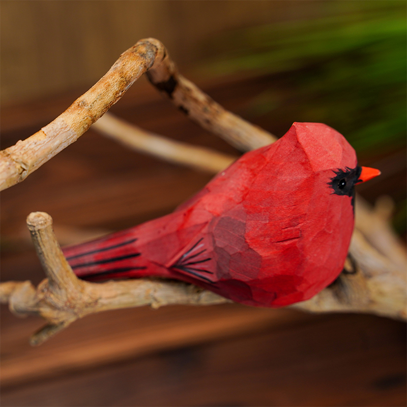 Hand Carved Wooden Cardinal Ornament