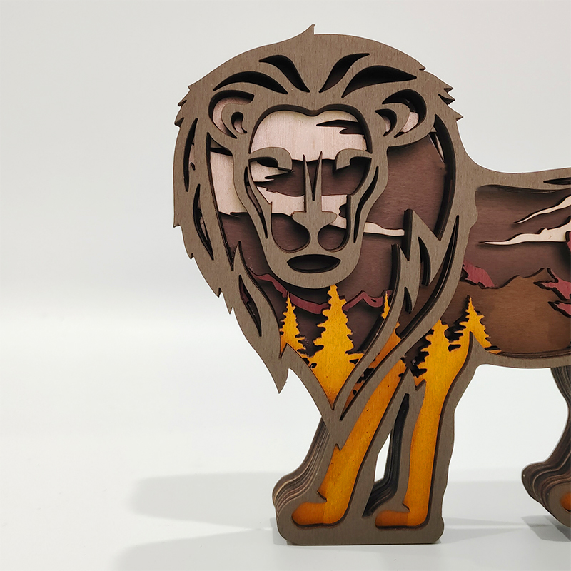 Lion Wooden Carving Gift