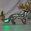 Fox Wooden Animal Statues, for Home Desktop Decor Room Wall Decor, LED Night Light