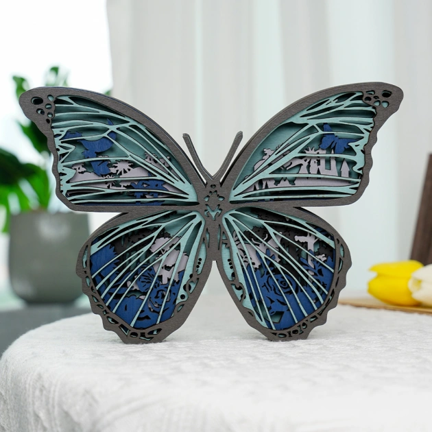 HOT SALE🔥-Blue Morpho Butterfly Wooden Carving Gift