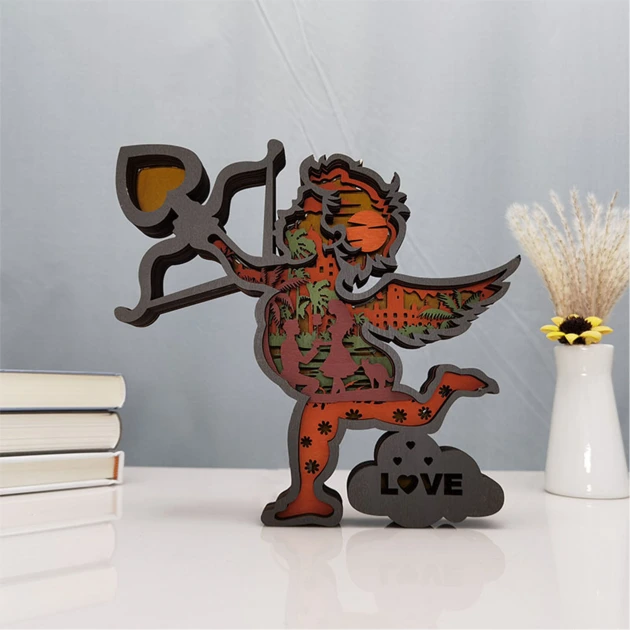 Archery Cupid Wooden Night Light,Dating Gifts, Proposal Gifts, Bedroom Decor, Sweet Love