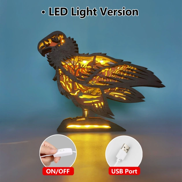 CalWild×HiPark California Condor LED Wooden Night Light, Gift Home Desktop Decoration