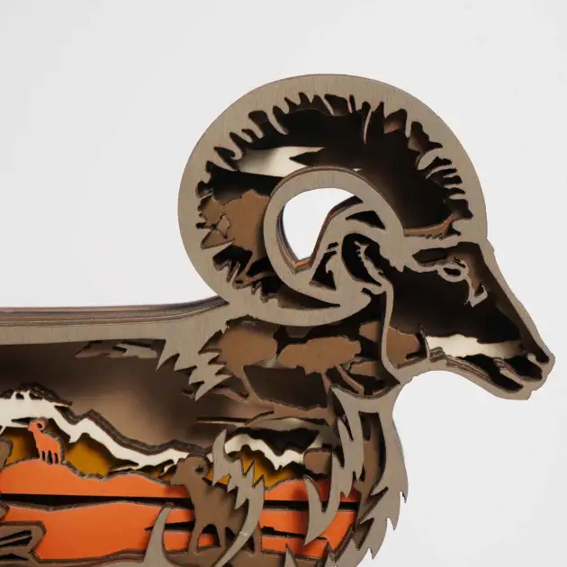 Bighorn Sheep Wooden Carving Gift