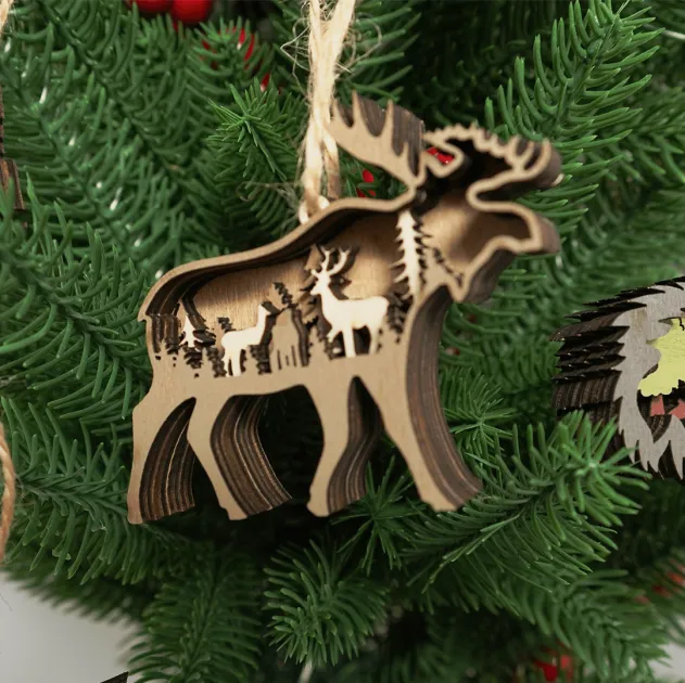 HOT SALE🔥-Moose 3D Wooden Ornament