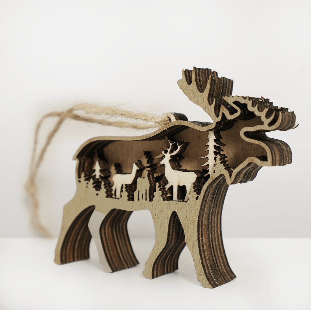 HOT SALE🔥-Moose 3D Wooden Ornament
