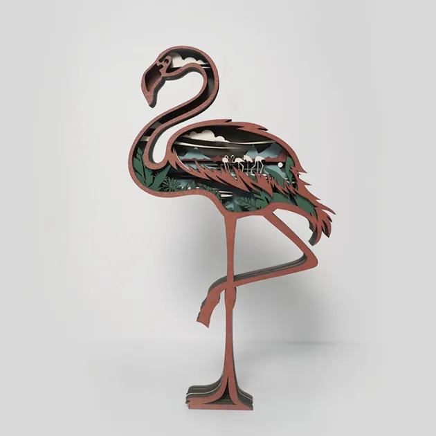 Flamingo Wooden Carving Gift